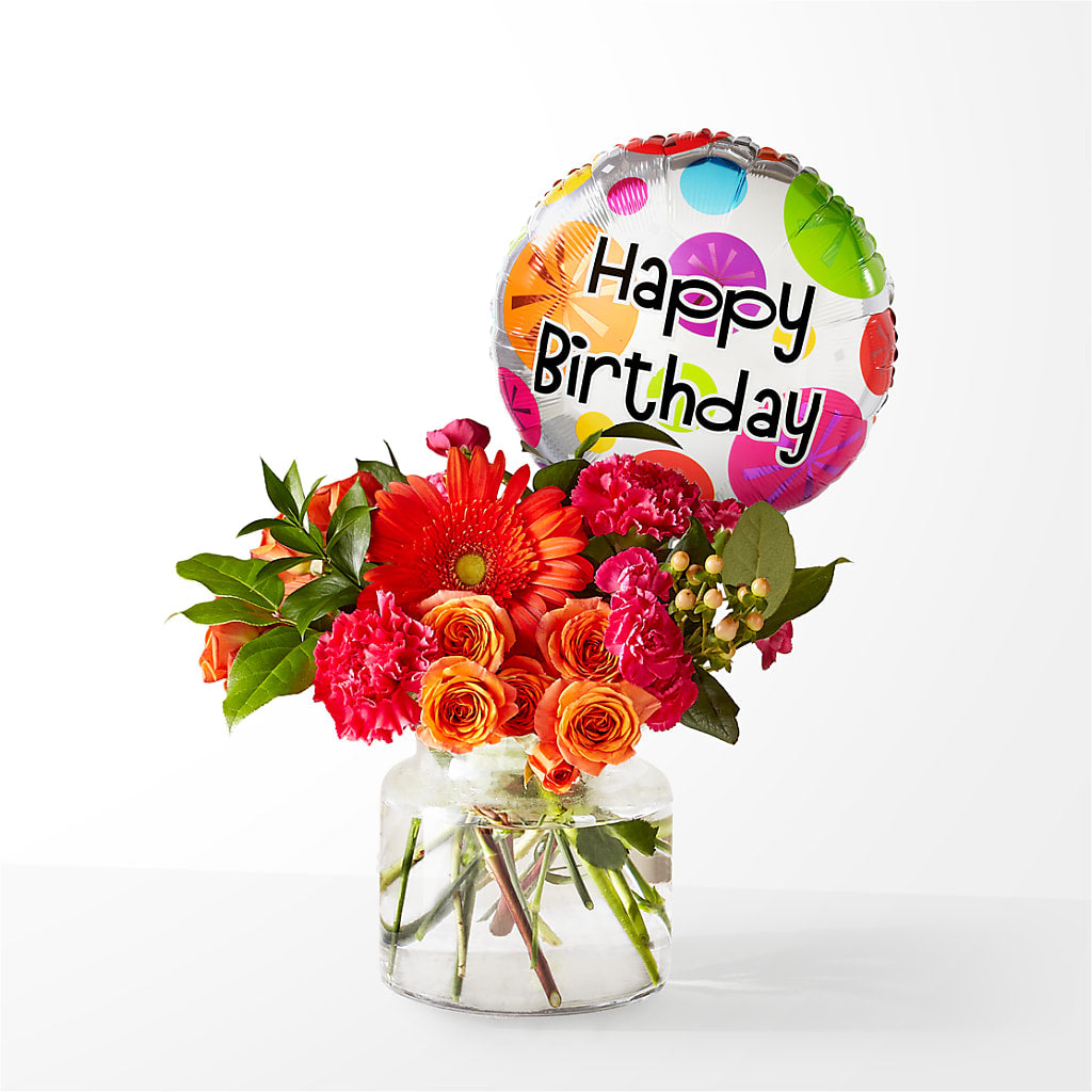 Fiesta Bouquet with Birthday Balloon – Tda Balloons, Taylors SC