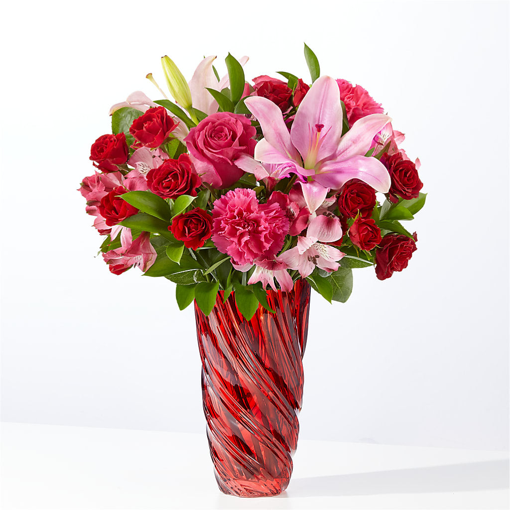 In Love Bouquet with Luxe Swirl Vase – Tda Balloons, Taylors SC