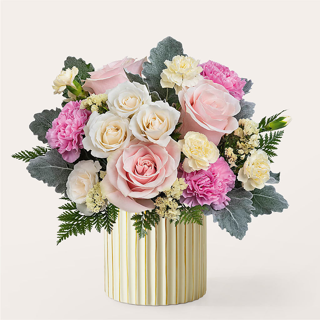 Blissful Moments Bouquet with Ivory Vase – Tda Balloons, Taylors SC