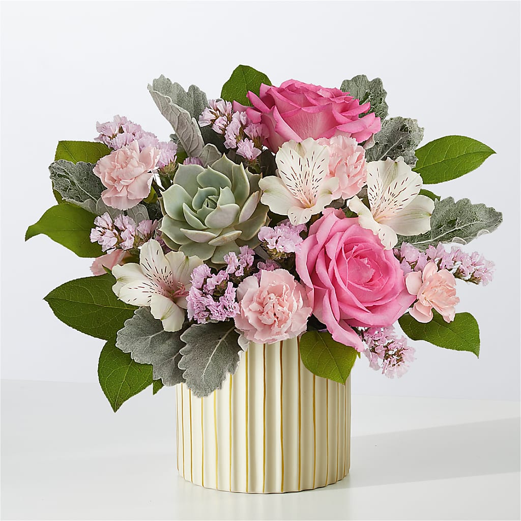 Dusty Rose Bouquet with Ivory Vase – Tda Balloons, Taylors SC