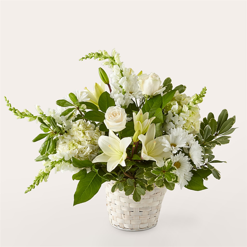 Ivory Elegance Floral Basket – Tda Balloons, Taylors SC