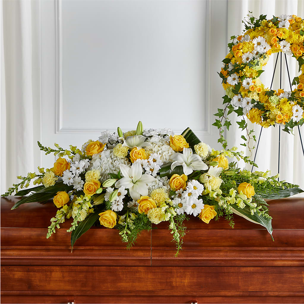 Golden Harmony Casket Spray – Tda Balloons, Taylors SC
