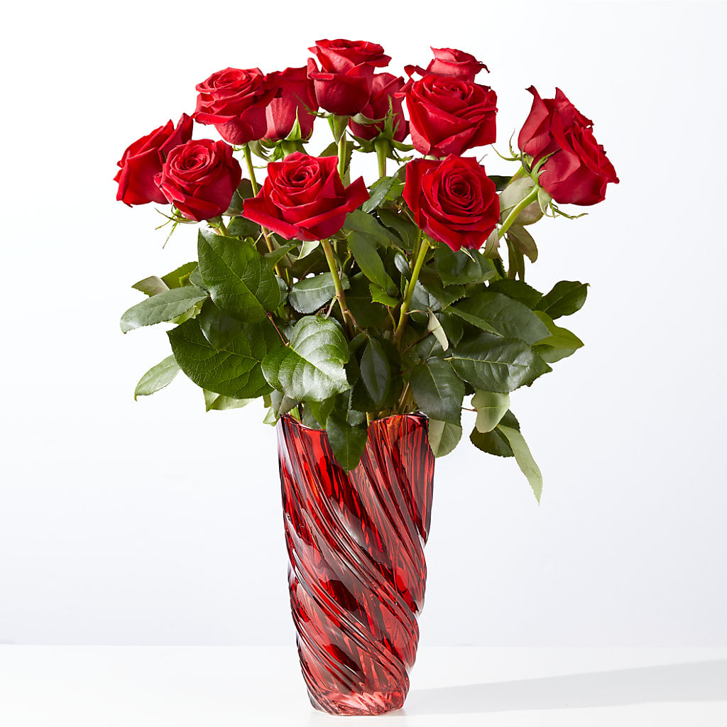 Classic Love Red Rose Bouquet with Luxe Swirl Vase – Tda Balloons, Taylors SC