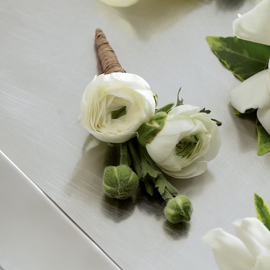 White Ranunculus Boutonniere – Tda Balloons, Taylors SC