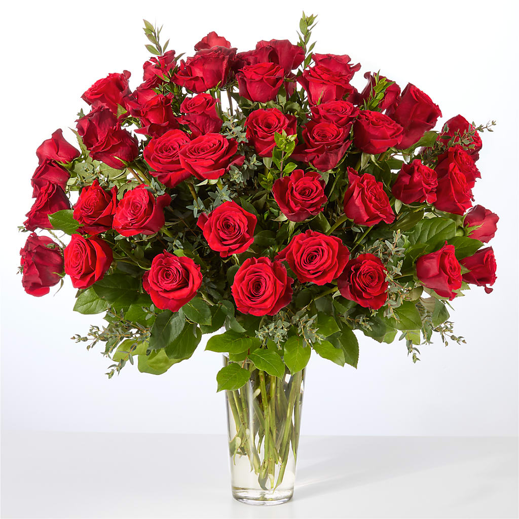 Forever Yours Fifty Stem Red Rose Bouquet –  Tda Balloons, Taylors SC