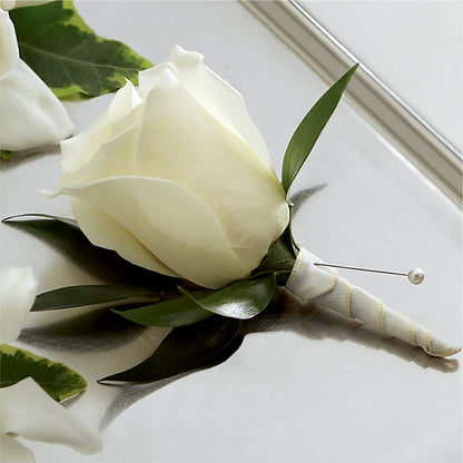 White Rose Boutonniere –  Tda Balloons, Taylors SC